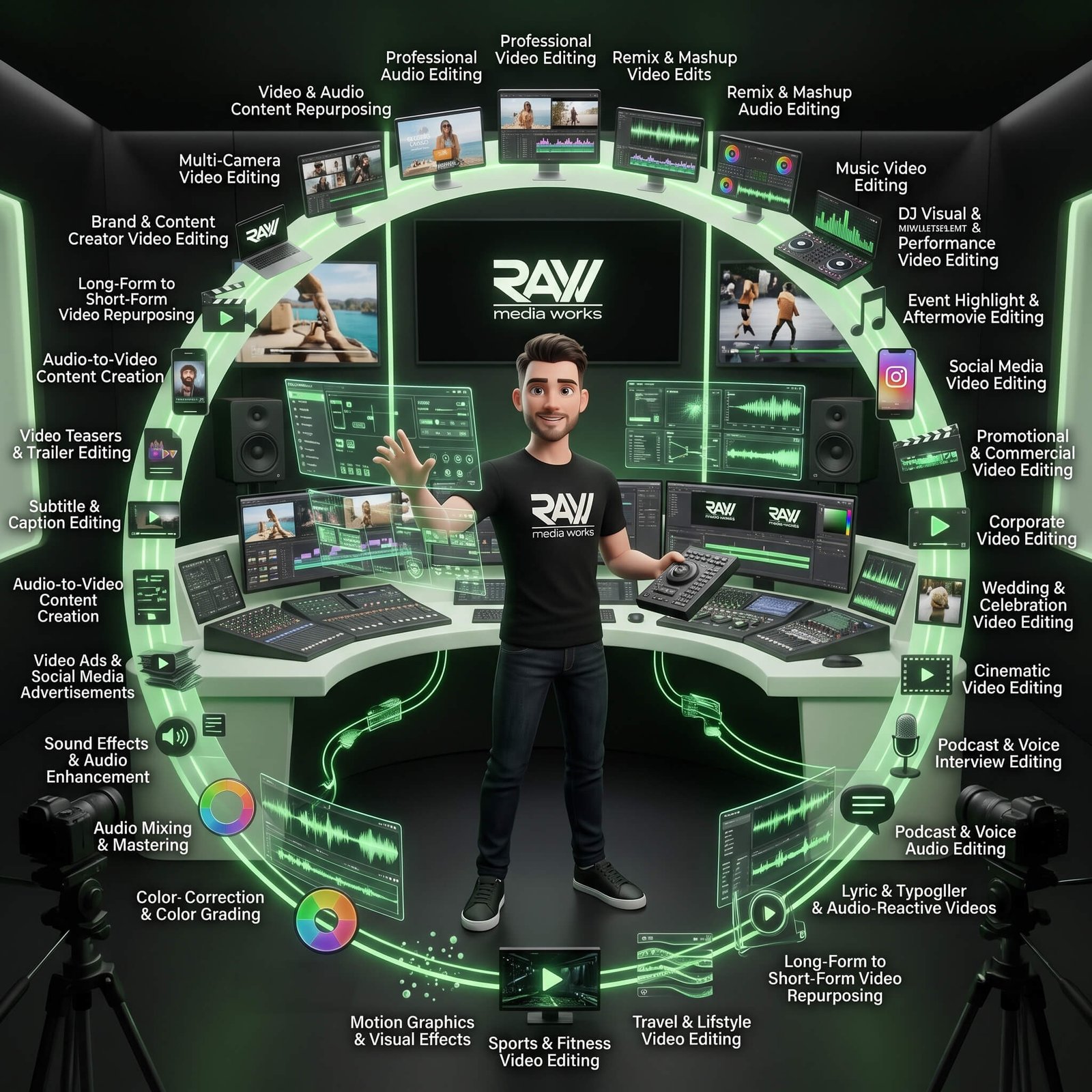 Key features of Raw Media Works' video editing service include